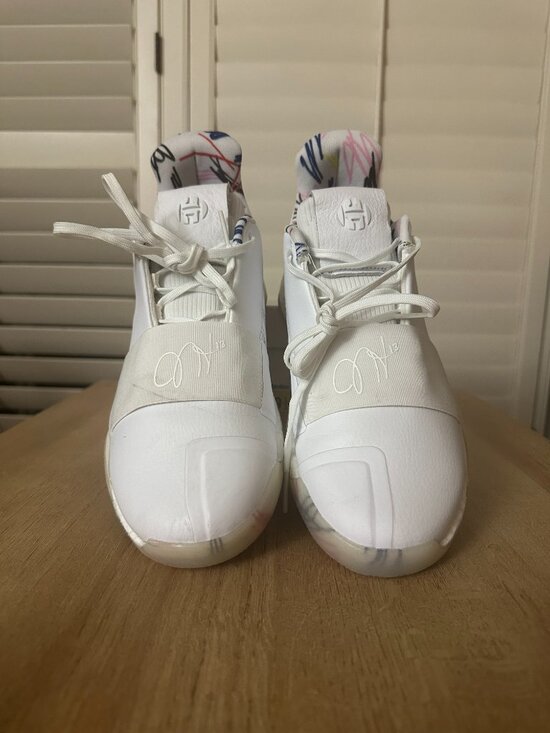 Adidas Harden Vol. 3 Doodle Men\'s Shoe Size 9.5 White/Ivory, Indoor Worn Once